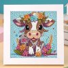 Diamantové maľovanie pre deti Veselá kravička s rámom