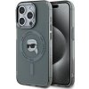 Karl Lagerfeld IML Karl Head Metal Frame MagSafe Zadní Kryt pro iPhone 15 Pro Black KLHMP15LHLSKIK
