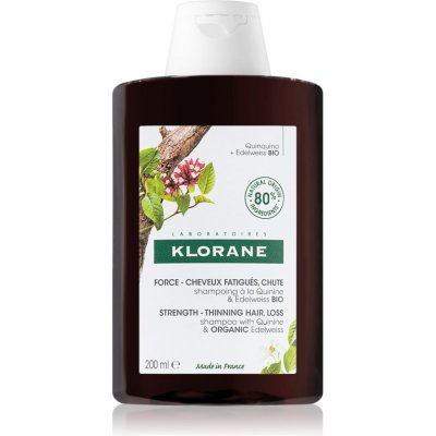 Klorane Quinine & Edelweiss Bio posilňujúci šampón proti vypadávániu vlasov 200 ml