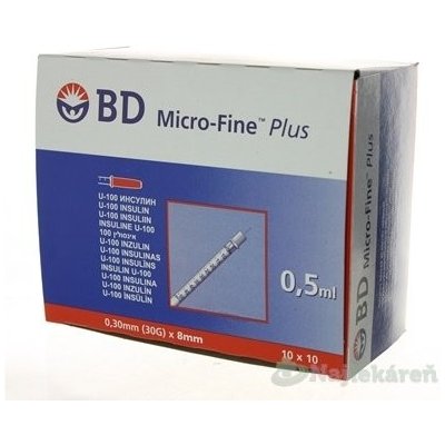 BD Micro FINE PLUS inzulínové striekačky s ihlou U-100 30 G 0,5 ml 10 x 10 ks 100 ks