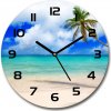Sklenené hodiny okrúhle Karibik pláž fi 30 cm