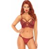 Leg Avenue Lace Bralette with Sheer Thong 81577 Burgundy