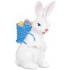 Dekorácia MagicHome, Zajačik s modrým košíkom, veľkonočný, polyresin, 6x4,7x10,5 cm