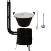 Goulash Cauldron kotol na guláš a zabíjačku smalt 100 L (1,2 mm), Goulash Cauldron kotlina 60 cm KOV, Goulash Cauldron pokrievka drevo, vareška 80 cm SMREK, naberačka INOX