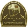 WARAGOD Nášivka 3D Keep Calm and Tap Forward Assist Carved coyote 5cm