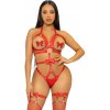 Leg Avenue Kink Studded O-Ring Harness Teddy Size L - Red