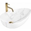 Rea Greta 65 Bianco Shiny, umývadlo na dosku 65x39x13,5 cm, imitácia kameňa, REA-U6501
