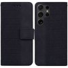 Peňaženkové kožené puzdro Geometric na Samsung Galaxy S24 Ultra 5G - Čierna
