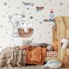 INSPIO Nálepka Nálepky na stenu pre chlapcov - Medvedík a pirátska loď 130x90 hviezdy a oblaky, balóny, samolepky s menom, medvede a sovy, za posteľ, akvarelové nálepky sivá, hnedá, plnofarebný motív