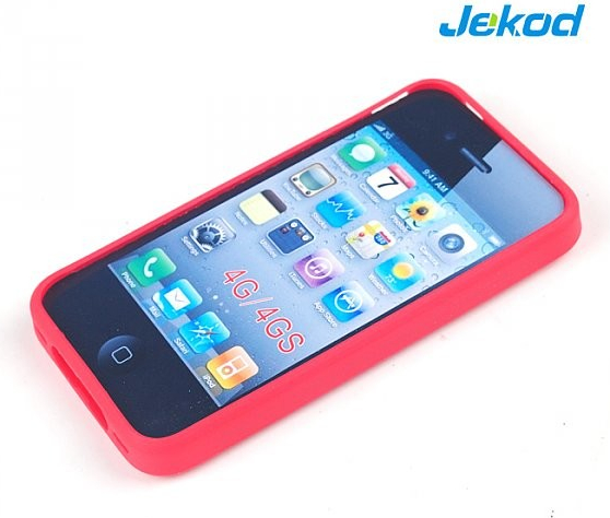 JEKOD Double Color TPU Case Red Apple iPhone 4, 4S