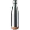 ASPEN CORK dvojstenná nerezová fľaša s korkovým podstavcom, 600ml, strieborná