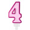 Party Sviečka na tortu číslo 4 ružová 7 cm