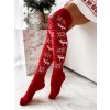 Fashionweek Vianočné nadkolienky, ponožky nad koleno Farba: Červená, Veľkosť: Universal