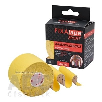 FIXAtape tejpovacia páska SPORT kinesiologická, elastická, žltá 5cm x 5m, 1x1 ks