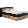 Dvojlôžková posteľ v dekore duba s úložným priestorom bez roštu v čierno-prírodnej farbe 160x200 cm Albo – Marckeric
