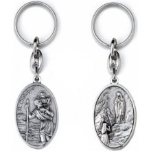 Prívesok na kľúče svätý Krištof + Panna Mária Lurdská, kovová PC05 21