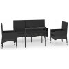 Záhradný nábytkový set, kovový VidaXL, čierny, 4-dielny