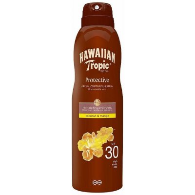 Hawaiian Tropic Protective vodeodolný ochranný suchý olej na opaľovanie Coconut & Mango SPF30 180 ml