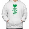 Fajntričko Mikina KEEP CALM AND LOVE LIFE, Farba biela, Strih/ Variant Pánsky/UNISEX