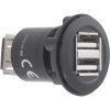 TRU COMPONENTS USB-07-BK Dvojitá zásuvka USB 2.0 zásuvka, vstavateľná, adaptér 2 x USB konektor typu A až 2 x USB konektor typu A Množstvo: 1 ks; 1229323
