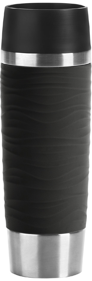 Emsa Izolovaný hrnček Travel Mug Wave Grande čierny 500 ml