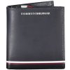 Tommy Hilfiger tmavomodrá pánska malá stojaca kožená peňaženka 9 x 10 cm