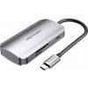 USB-C do 3x USB3.0 Docking Station, SD, TF, PD 0.15m Vention TNHHB, šedá