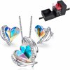 Glory Set Silver Angel s krištáľmi aurora borealis v darčekovej krabičke s ružou V095