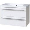 MEREO - kúpeľňová skrinka BINO s umývadlom z liateho mramoru 81 cm - biele prevedenie (CN661M)