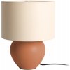 KERAMICKÁ STOLOVÁ LAMPA HNEDÁ S PLÁTENNÝM TIENIDLOM BÉŽOVÁ TIENIDLO Ø 25 cm