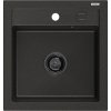 Mexen Vito, granitový drez 520x490x210 mm, 1-komorový, čierna-zlatá metalíza s čiernym sifónom, 6503521000-75-B