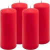 Sada stĺpových sviečok, 20 cm, Ø 7,5 cm, červená, 4 ks