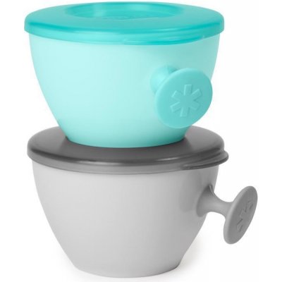 SKIP HOP Misky s vrchnákom a držiakom Easy Grab Grey,Teal 2 x 240 ml, 3m+ 252007