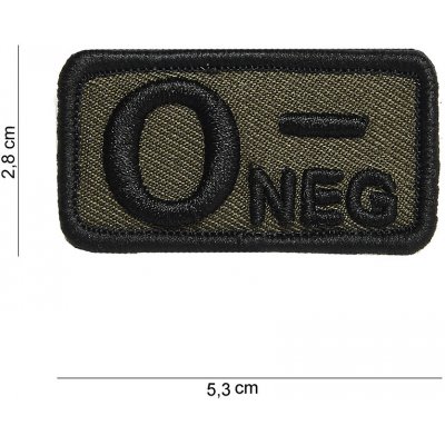 Nášivka textilná 101 Inc krv 0 NEG - olivová