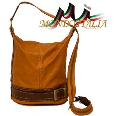 Made in Italy kožená kabelka koňak 1201