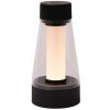LUCIDE 45500/01/30 LORALI dotyková stolná lampička V160mm LED 1,2W/110lm 2600-3000K IP44 čierna, nabíjateľná batéria, 3StepDIM