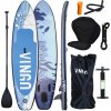 Yakimz SUP doska, Surfboard nafukovacie Stand Up pádlo 305cm, batoh - pádlovacia doska modrá a biela so sedadlom