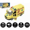 Teddies Auto ambulancie plast 20cm na zotrvačník na batérie so zvukom sa svetlom v krabici 26x15x12cm