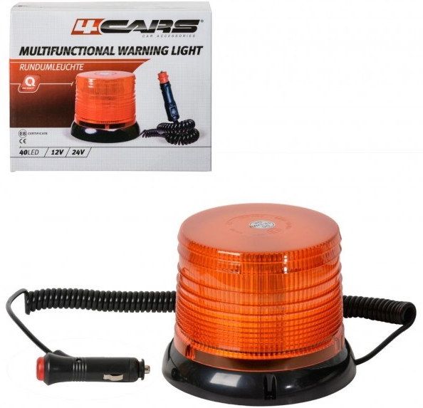 4CARS Výstražný LED maják oranžový 12/24V 40 LED
