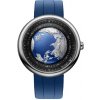 Strieborné pánske hodinky CIGA Design s gumovým opaskom U Blue Planet Steel 43MM Automatic