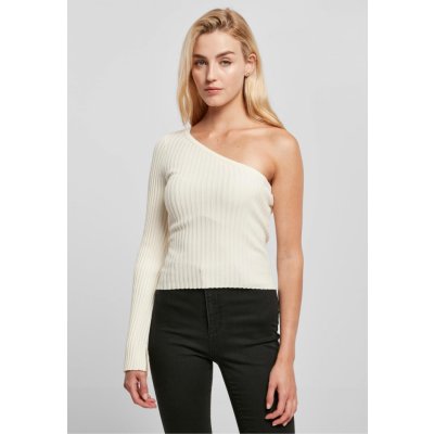 Urban Classics Dámsky sveter Ladies Short Rib Knit One Sleeve Sweater Farba: whitesand, Veľkosť: 4XL