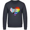 B&C CREW Mikina bez Kapucne - Dúhové srdce Love - Navy - XXL - Pánske