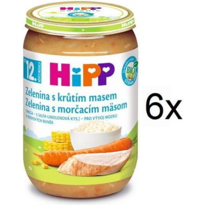 HiPP BIO Zelenina s morčacím mäsom - 6 x 220 g
