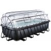 Bazén s krytom a pieskovou filtráciou Black Leather pool Exit Toys oceľová konštrukcia 540*250*122 cm čierny od 6 rokov