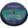 DVD-RW disk, prepisovateľný 4,7GB, 4x, 10 ks, cake box, VERBATIM