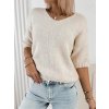 Fashionweek Dámsky pletený sveter s výstrihom do V UB-VORLA Farba: Béžová, Veľkosť: Universal