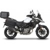 Kompletná sada čiernych hliníkových kufrov SHAD TERRA BLACK , 37L topcase 47L/47L bočné kufre, vrátane montážnej sady a platne SHAD SUZUKI DL 650 V-Strom
