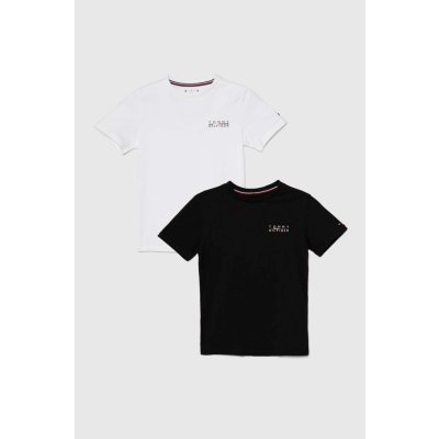 Detské bavlnené tričko Tommy Hilfiger 2-pak čierna farba, jednofarebný UK0UK00057.PPYH 164-176