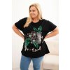 Tričko Plus Size 1323 s ozdobnou kvetinovou potlačou Farba: Žltá, Veľkosť: UNI