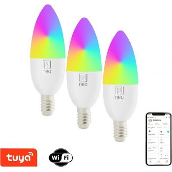 Immax NEO SMART sada 3x žiarovka LED E14 6W RGB+CCT barevná a biela, stmívatelná, WiFi 07716C